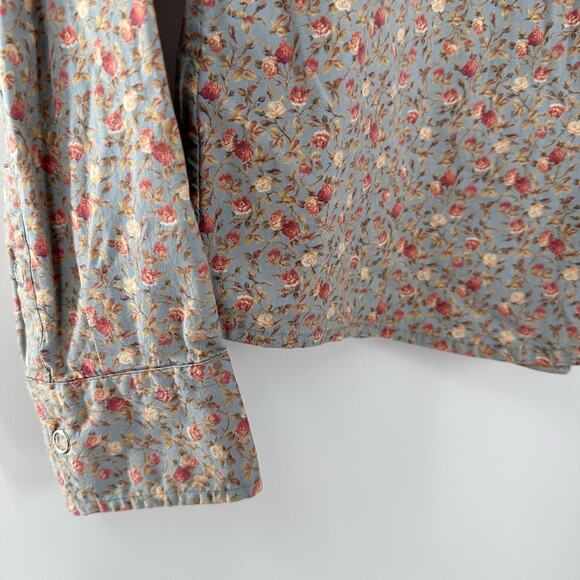 RRL Women’s Snap Down Shirt Floral Collared Size M Ralph Lauren Cotton Western - Picture 3 of 9